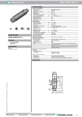 NBN8-18GM60-WO-V12 Datasheet PDF Pepperl+Fuchs Inc.