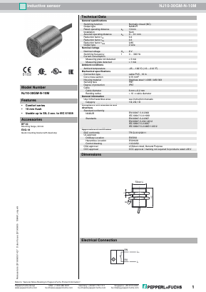 NJ10-30GM-N-10M Datasheet PDF Pepperl+Fuchs Inc.