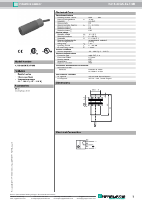 NJ15-30GK-E2-T-5M Datasheet PDF Pepperl+Fuchs Inc.