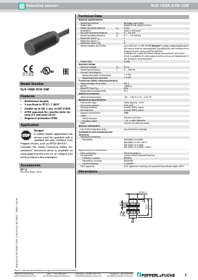 NJ3-18GK-S1N-10M Datasheet PDF Pepperl+Fuchs Inc.