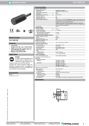 NJ5-18GK-SN Datasheet PDF Pepperl+Fuchs Inc.