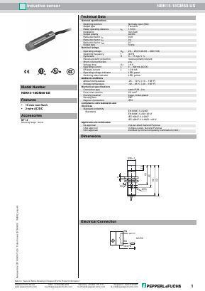 NBN15-18GM60-US Datasheet PDF Pepperl+Fuchs Inc.