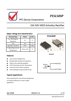 P15L50SP Datasheet PDF PFC Device Inc.