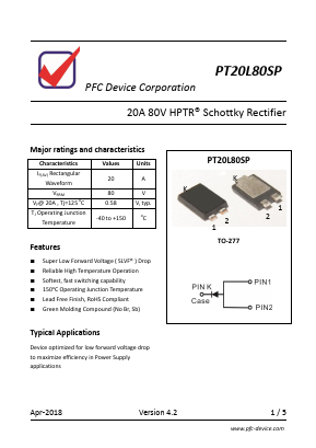 PT20L80SP Datasheet PDF PFC Device Inc.