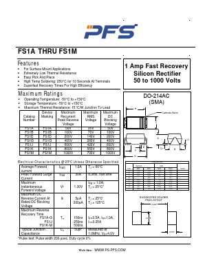 FS1A Datasheet PDF Shenzhen Ping Sheng Electronics Co., Ltd.