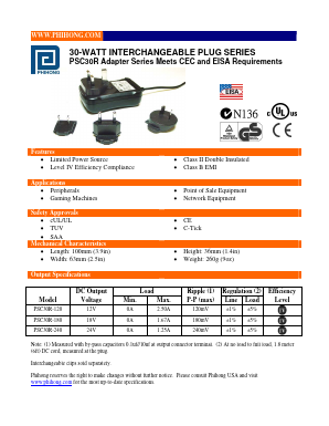 PSC30R-240 Datasheet PDF Phihong USA Inc.