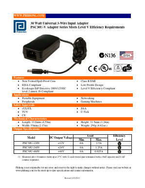 PSC30U-240V Datasheet PDF Phihong USA Inc.