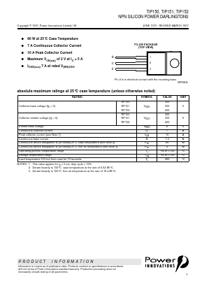 TIP151 Datasheet PDF Power Innovations Ltd