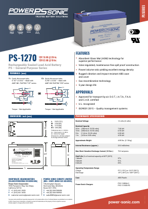 PSC-12800A-C Datasheet PDF Power Sonic Corporation