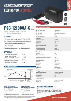 PSC-121000A-C Datasheet PDF Power Sonic Corporation