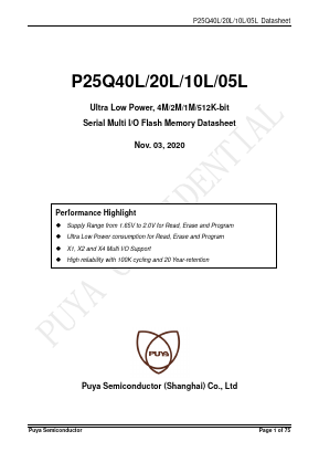 P25Q10LA-UXH-IT Datasheet PDF Puya Semiconductor Co., Ltd.