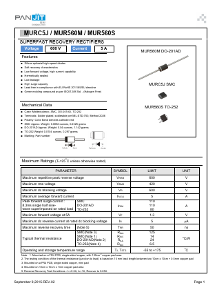 MUR560S Datasheet PDF PANJIT INTERNATIONAL
