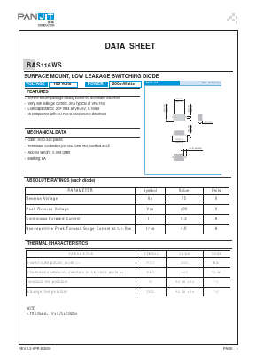 BAS116WS Datasheet PDF PANJIT INTERNATIONAL