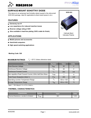 RB520S30 Datasheet PDF PANJIT INTERNATIONAL
