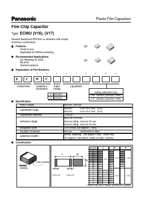 ECWU4392V17 Datasheet PDF Panasonic Corporation