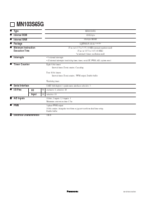 MN103S65G Datasheet PDF Panasonic Corporation