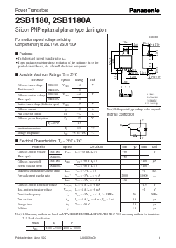 2SB1180A Datasheet PDF Panasonic Corporation