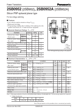 2SB0952A Datasheet PDF Panasonic Corporation