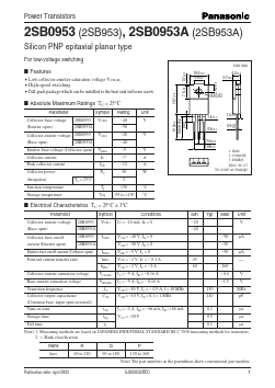 2SB0953 Datasheet PDF Panasonic Corporation