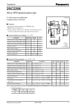 2SC2206 Datasheet PDF Panasonic Corporation