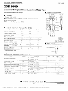 2SD1440 Datasheet PDF Panasonic Corporation