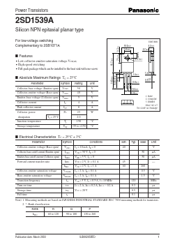 D1539A Datasheet PDF Panasonic Corporation