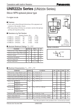 UNR222X Datasheet PDF Panasonic Corporation