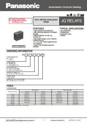 JQ1-12V Datasheet PDF Panasonic Corporation