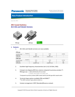 ARV20N4H Datasheet PDF Panasonic Corporation