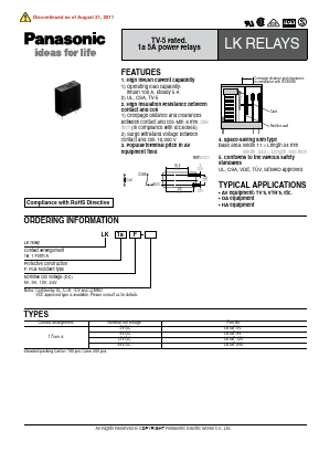 LK1AF-12V Datasheet PDF Panasonic Corporation