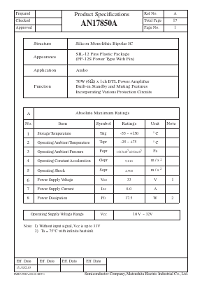 AN17850A Datasheet PDF Panasonic Corporation