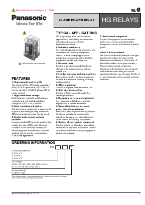 HG4-DC110V-F Datasheet PDF Panasonic Corporation