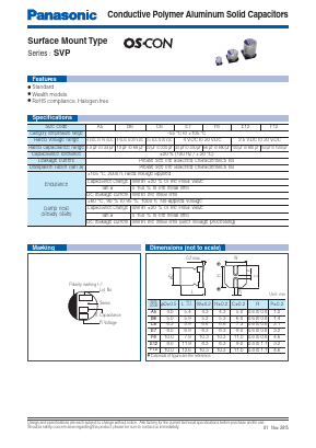 10SVP15M Datasheet PDF Panasonic Corporation