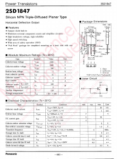 2SD1847 Datasheet PDF Panasonic Corporation