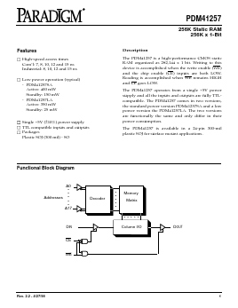 PDM41257LA8SO Datasheet PDF Paradigm Technology