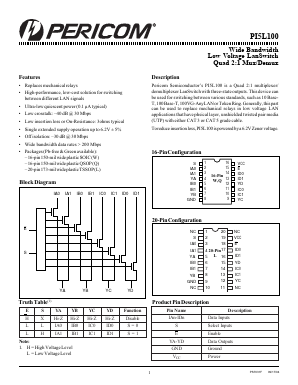 PI5L100 Datasheet PDF Pericom Semiconductor