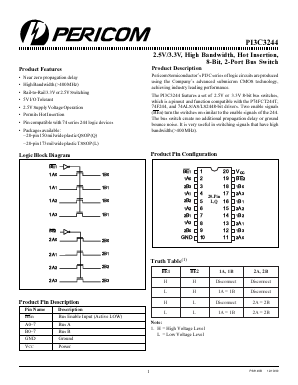PI3C3244 Datasheet PDF Pericom Semiconductor