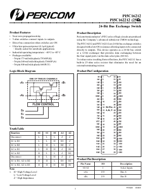 PI5C16212V Datasheet PDF Pericom Semiconductor