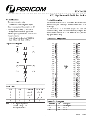 PI3C16211V Datasheet PDF Pericom Semiconductor