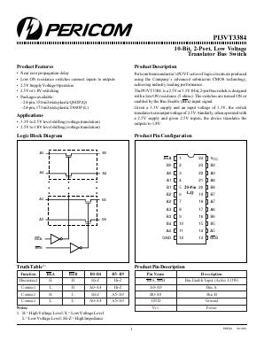 PI3VT3384Q Datasheet PDF Pericom Semiconductor