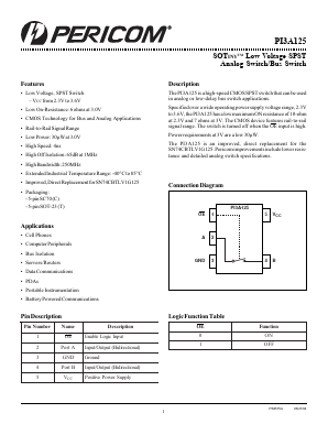 PI3A125TX Datasheet PDF Pericom Semiconductor