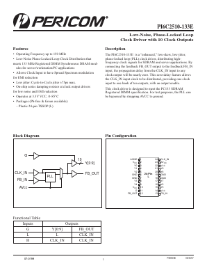 PI6C2510-133ELE Datasheet PDF Pericom Semiconductor