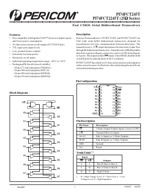 PI74FCT245TQE Datasheet PDF Pericom Semiconductor