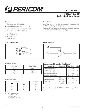 PI74ST1G125TX Datasheet PDF Pericom Semiconductor