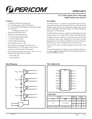 PI90LV047ALE Datasheet PDF Pericom Semiconductor