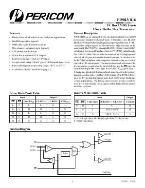 PI90LVB16 Datasheet PDF Pericom Semiconductor