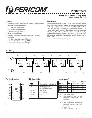 PI74FCT273TL Datasheet PDF Pericom Semiconductor