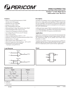 PI90LV02 Datasheet PDF Pericom Semiconductor