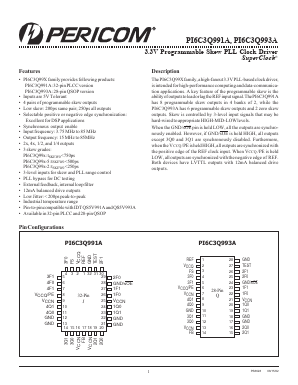 PI6C3Q993A-5IQ Datasheet PDF Pericom Semiconductor