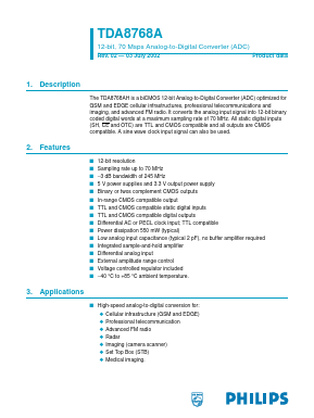TDA8768AH/4 Datasheet PDF Philips Electronics